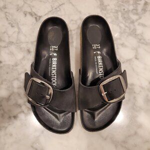 Birkenstock Black Sandals with Silver Buckle